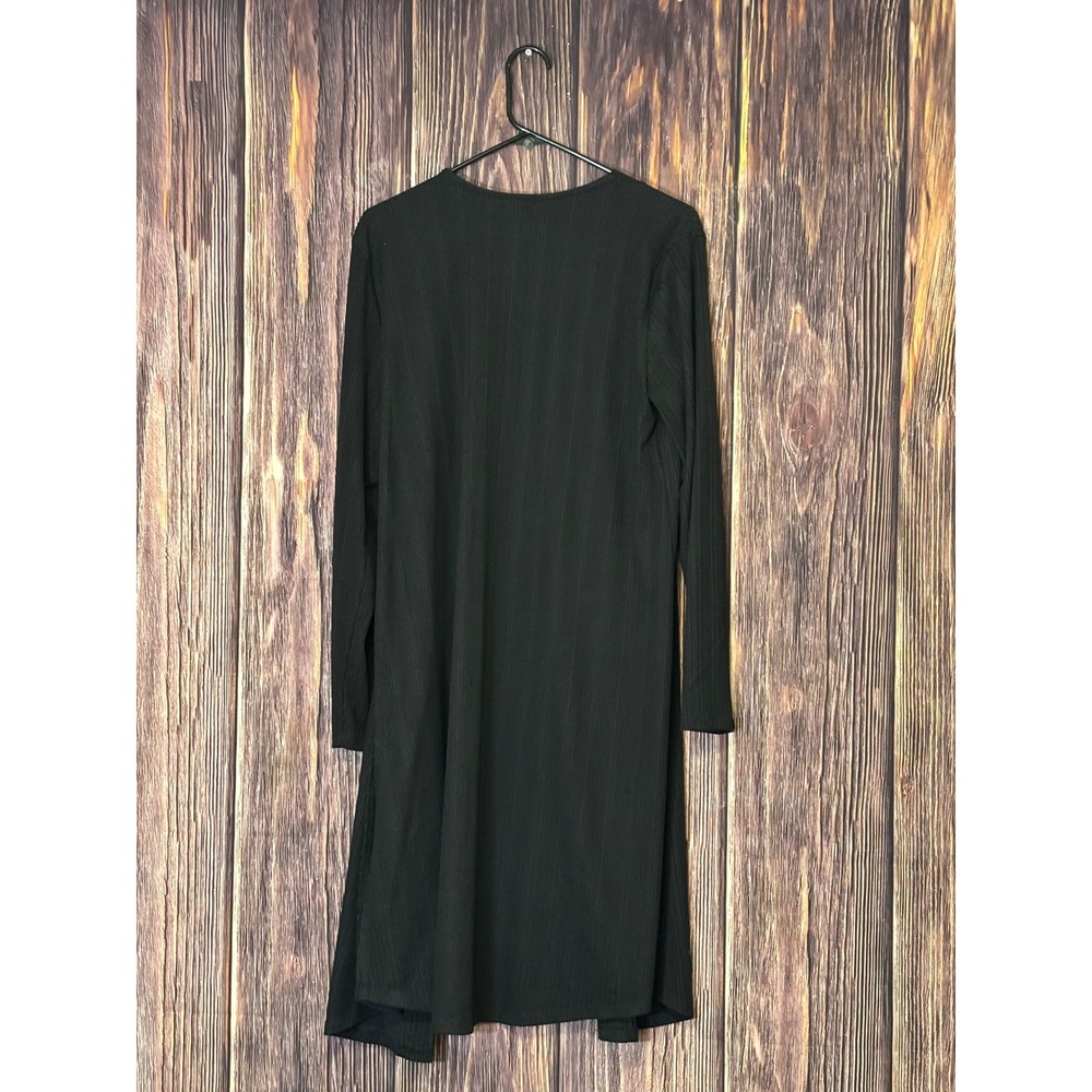 Maurices Cardigan Duster Womens M Black Ribbed Longline Open Front Midi Knit - Picture 2 of 16